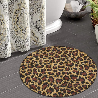 Large Home Decor Mat, Soft Round Yoga Carpet, Non-Slip Machine Washable Kitchen Office Circle Rug Compatible with Leopard Cheetah Print