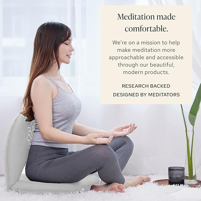 Mindful Modern Meditation Chair | Adjustable Floor Chair with Back Support | Padded Floor Seat for Posture Support and Comfort | Portable Folds Flat for Storage | Indoor/Outdoor Use | Classic White