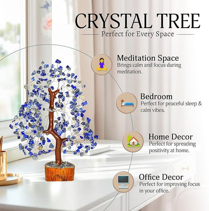 Lapis Lazuli Chakra Tree - Crystal Tree, Money Tree, Chakra Tree of Life, Healing Stone, Gemstones and Crystals, Crystal Tree for Positive Energy