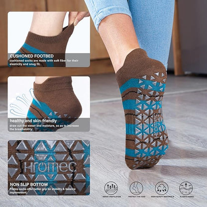 Non Slip Yoga Socks with Grips for Pilates, Ballet, Barre, Barefoot, Hospital Anti Skid Socks for Women and Men