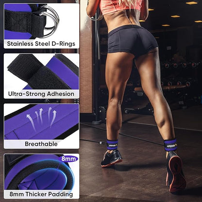 APEXUP Ankle Strap for Cable Machine, Ankle Resistance Bands, Cable Kick Back Straps for Gym, Glute Workouts, Leg Extensions, Adjustable Straps with Neoprene Padding