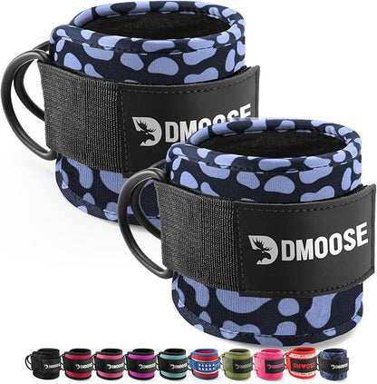 DMoose Fitness Ankle Straps for Cable Machines - One Size Fit with Premium Padding, Glute Kickback Ankle Strap for Women & Men, Cable Attachments for Gym, Booty Workouts, Leg Extension & Hip Abductors