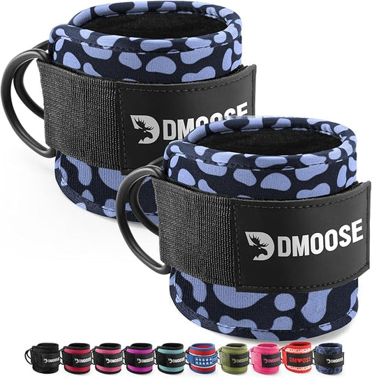 DMoose Fitness Ankle Straps for Cable Machines - One Size Fit with Premium Padding, Glute Kickback Ankle Strap for Women & Men, Cable Attachments for Gym, Booty Workouts, Leg Extension & Hip Abductors