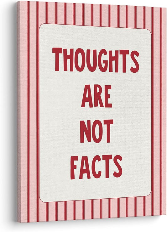 XWELLDAN Pink Mental Health Thoughts Are Not Facts Framed Canvas Wall Art Decor, Mental Health Therapy Psychologist Counselor Office Decor, 11x14 Inches