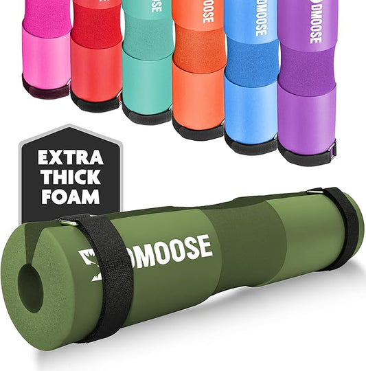 DMoose Fitness Barbell Pad for Hip Thrust, Squat & Lunges - Non-Slip Thick Foam Cushion for Neck and Back Support with Two Straps - Hip Thrust Pad for Leg Day - Fits All Olympic Bars and Smith Machine