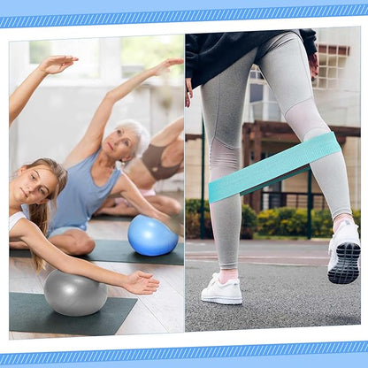 Poen Home Pilates Kit for Women Pilates Equipment Ring and Ball Set with Stretching Strap 8 Resistance Bands Non Slip Socks Gym Back Bags Exercise Equipment for Workout
