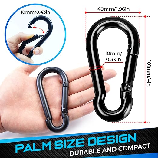 2Pcs 4In Spring Snap Hooks 700LBS Capacity, Carabiner Clip, Heavy Duty Rope Connector, Quick Link Carabiners Spring Snap Hooks for Indoor & Outdoor Activity, Camping, Climbing, Fishing, Hiking