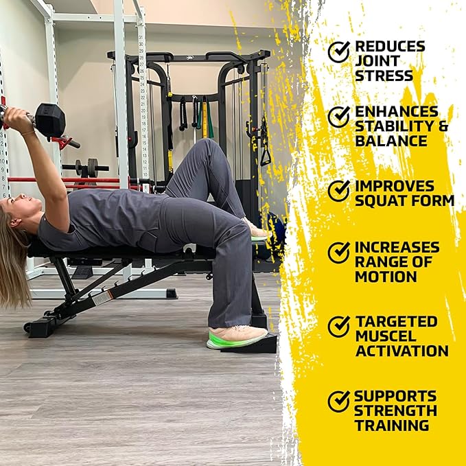 Adjustable Squat Wedge Set, Non-Slip Calf Stretch Slant Board for Heel Elevated Squats, Mobility & Strength, 3 Heights (3.3-8.3cm), Durable Rubber, Storage Bag