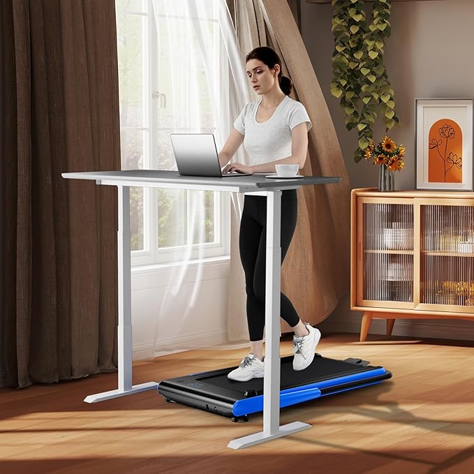GYMAX Walking Pad Treadmill, 3HP Under Desk Treadmills with 340LBS Capacity, LED Display, Remote & APP Control, 3 in 1 Portable Compact Running Jogging Machine for Home Office Gym Exercise