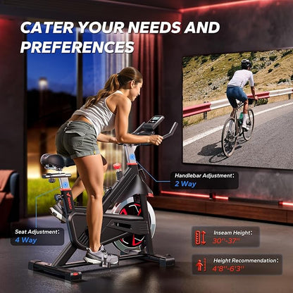 MERACH Magnetic Exercise Bike, Indoor Cycling Bike with Self-Developed App, 350 lbs Weight Capacity & 40 lbs Flywheel, Stationary Bike for Home Gym Fitness