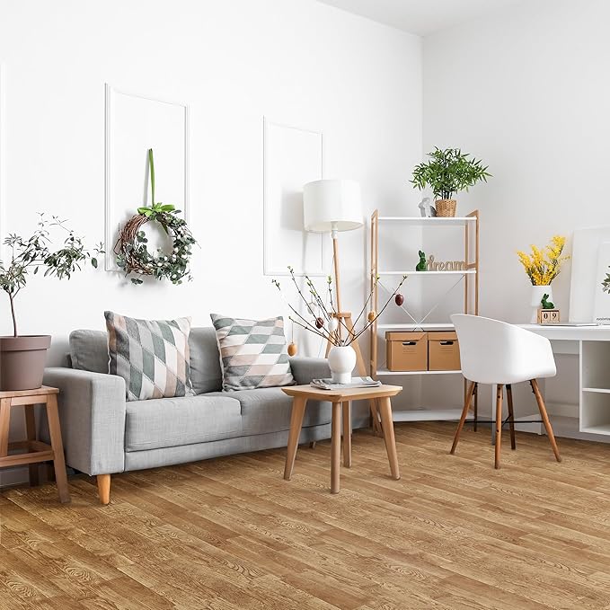 Sorbus Wood Grain Floor Tiles Foam Mat EVA Interlocking Mats Tile 3/8-Inch Thick Flooring Wood Puzzle Exercise Mats w/Borders - Home Playroom Basement, Apartment, Trade Show, Baby, Dance