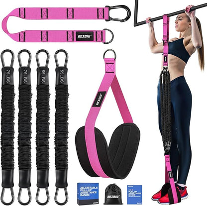 Pull Up Assistance Bands 260lbs, Heavy Pull Up Bands Resistance Bands for Pull Ups Working Out with Feet Rest, Pull Up Bar Bands Assistance Bands Strength Training Workout Equipment, Height Adjustable