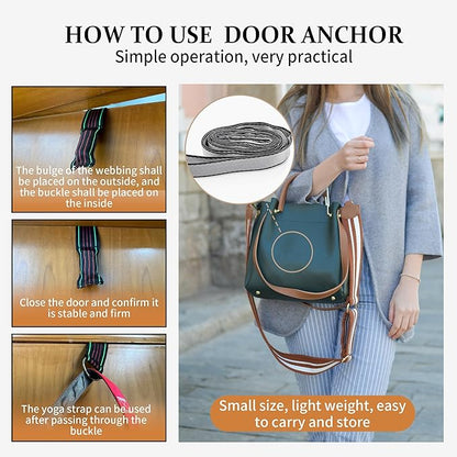 Stretching Strap Yoga Strap, 10 Loops Non-Elastic Stretch Bands Helps Women and Men Improve Flexibility for Home Workout, Physical Therapy, Pilates, Exercise, Dance, Comes with Door Anchor