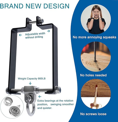 4 Pcs Heavy Duty Swing Hanger Swing Set Accessories for Wooden Sets Snap Hooks Hardware Swing Set Attachments Porch Playground Indoor/Outdoor