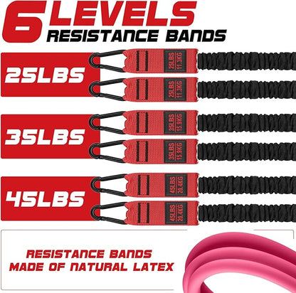 Pilates Bar Kit with Resistance Bands for Working Out, 210lbs Heavy Resistance Bands with Handles, Pilates Equipment with Resistance Band Bar for Men Women, at Home Gym Full Body Workout Equipment