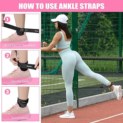 Resistance Bands, Exercise Bands with Handles for Working Out, Fitness Bands for Women, Workout Equipment Home Gym, Training Bands with Door Anchor, Ankle Straps, Shape Body, Physical Therapy