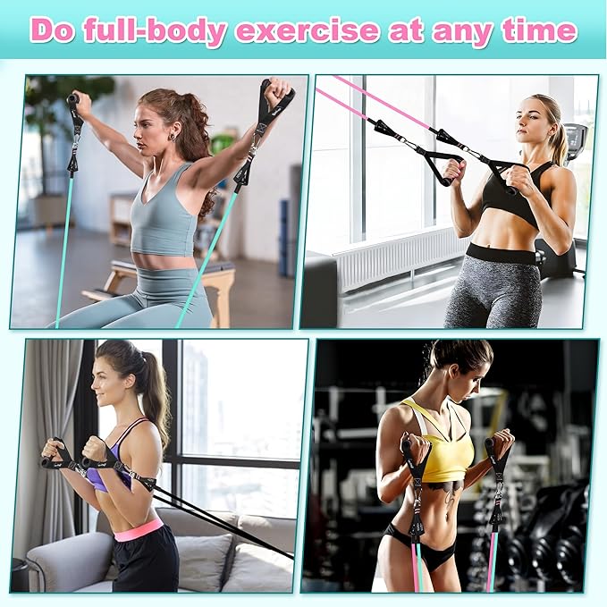 Resistance Band Set. Exercise Bands with Handles, Door Anchor and Ankle Strap. Home Gym, Supports Full-Body Workouts - with Training Guide and Fitness Video