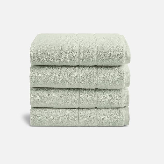 Brooklinen Super-Plush Turkish Cotton Bath Towel Set - Includes 4 Bath Towels Cotton, 820 GSM, Highly Absorbent, Machine Washable, Perfect for Home & Bathroom (Aloe Green)