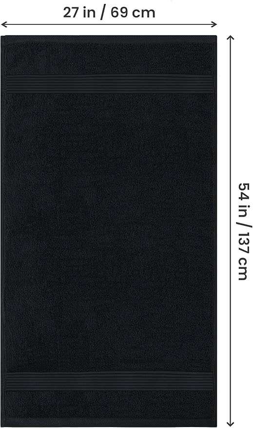 Utopia Towels 4 Pack Bath Towels Set, 27 by 54 Inches, 100% Ring Spun Cotton, Quick Dry, Highly Absorbent, Soft Feel Towels, Perfect for Daily Use, Black