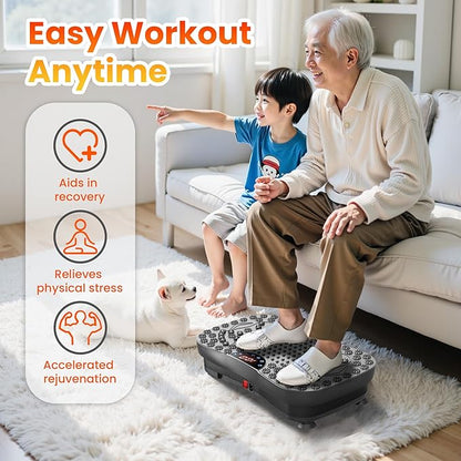 AXV Vibration Plate Fitness Platform Exercise Machine Vibrating Lymphatic Drainage Shaking Full Body Shaker Workout Vibrate Stand Shake Board Sport Gym for Weight Loss Fat Burner for Women Men