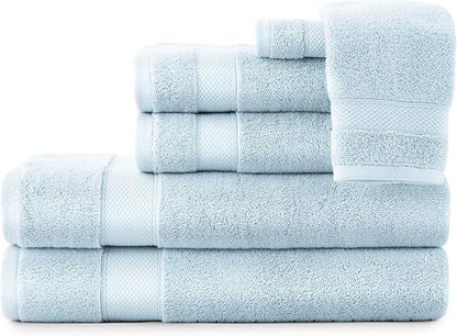 Peacock Alley Diamond 6 Piece Towel Set - Luxurious 100% Long-Staple Turkish Cotton - Soft, Absorbent & Fast Drying, Glacier