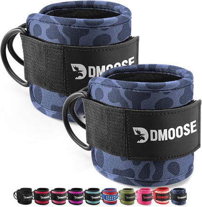 DMoose Fitness Ankle Straps for Cable Machines - One Size Fit with Premium Padding, Glute Kickback Ankle Strap for Women & Men, Cable Attachments for Gym, Booty Workouts, Leg Extension & Hip Abductors