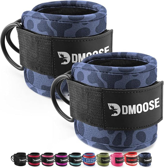 DMoose Fitness Ankle Straps for Cable Machines - One Size Fit with Premium Padding, Glute Kickback Ankle Strap for Women & Men, Cable Attachments for Gym, Booty Workouts, Leg Extension & Hip Abductors