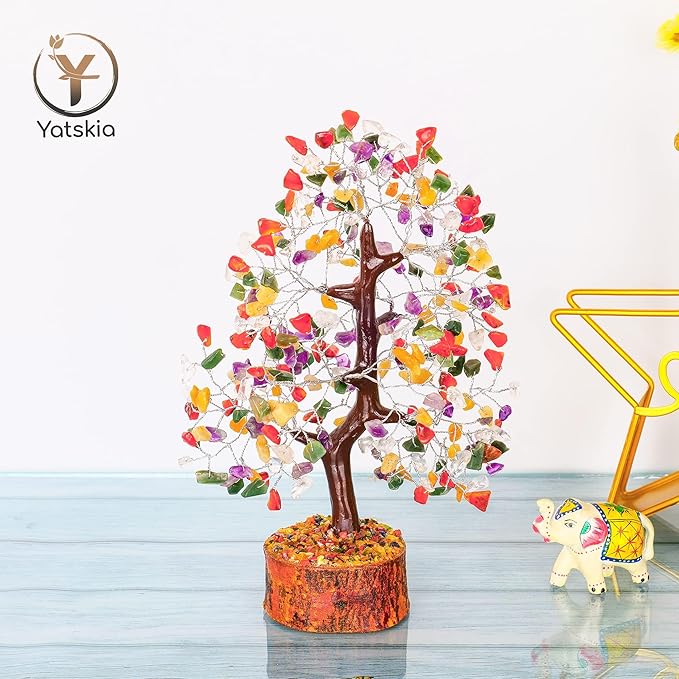 YATSKIA Mix Chakra Tree - Gemstone Tree of Life - Crystal Gifts for Women - Gemstones and Crystals - Crystal Trees for Positive Energy - Meditation Gifts