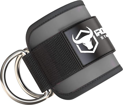 Iron Bull Strength Ankle Straps for Cable Machines (Pair) - Double D-Ring Attachment, Fully Adjustable, Breathable Comfort Neoprene - for Legs, Glutes, Abs and HIPS Workouts - Fits Women & Men