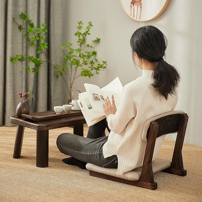 Meditation Chair with Back Support,Japanese Floor Chair,Back Jack for The Floor,Floor Seating,Tatami Floor Seats