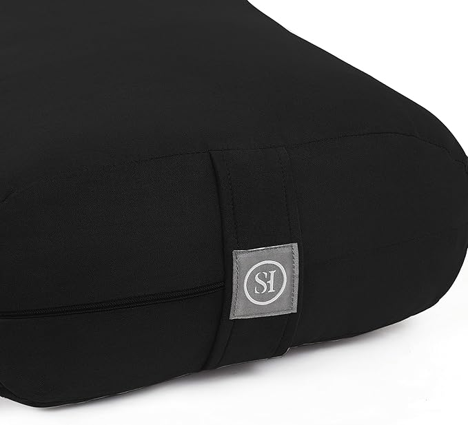 Meditation Cushion Bolster Pillow for Restorative Yoga – Supportive Cushion for Meditation, Pilates, and Relaxation – Filled with Buckwheat Hulls - Removable Cover