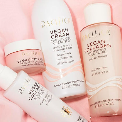 Pacifica Vegan Collagen Cream Gel Facial Cleanser - Daily Foaming Face Wash & Makeup Remover, Hydrating Anti-Aging Face Wash for Dry & Sensitive Skin, 4.7oz