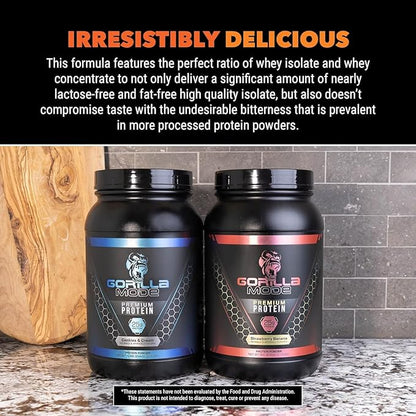 Gorilla Mind Premium Whey Protein - Birthday Cake, 25 Grams of Whey Protein Isolate & Concentrate,Recover and Build Muscle (30 Servings)