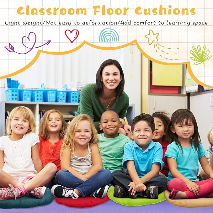 36 Pcs Round Floor Pillows 15.7 Inch Flexible Seating Pillows Chair Floor Cushions Reading Cushions for Kids Adults Classroom Home School Playing Supplies,18 Colors(Colorful)