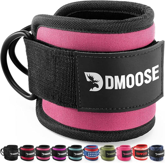 DMoose Fitness Ankle Straps for Cable Machines - One Size Fit with Premium Padding, Glute Kickback Ankle Strap for Women & Men, Cable Attachments for Gym, Booty Workouts, Leg Extension & Hip Abductors
