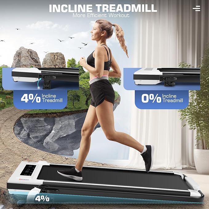 ANCHEER Foldable Treadmill with 12% Incline, 3.0HP Walking Pad Treadmills with Handle Bar, 320LBS Capacity/2S Folding/Widened Belt, Quiet Portable Walking Treadmill Under Desk with LED