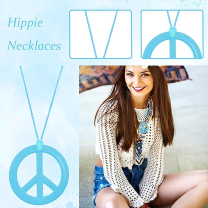 choice of all Peace Sign Necklace Earrings Sunflower Headband Set for Women 60s 70s Outfits Hip Hop Hippie Jewelry Halloween Costume Accessories