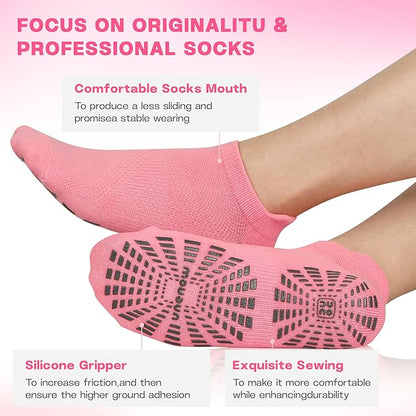 unenow 5 Pairs Pilates Socks for Women Non Slip Socks with Grips for Yoga Hospital Barre Barefoot