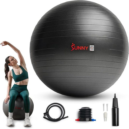Sunny Health & Fitness Premium Anti-Burst Exercise Balls for Core Strength, Yoga, Pilates, Barre, Physical Therapy, Balance, Flexibility Non-Slip & Odorless