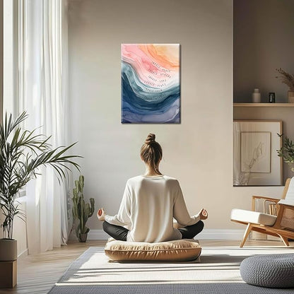 Mental Health Wall Art, Therapy Office Pictures Wall Decor, Inhale Exhale Meditation Art Paintings, Inspirational Canvas Prints, Therapist Artwork for Meditation Room Calming Corner, Framed 12x16 Inch