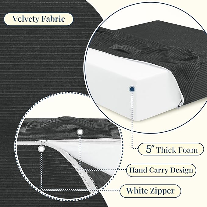 Solid Square Floor Pillows for Adults Kids - Large Meditation Floor Pillow Seating Cushion with Thick Foam & Washable Velvet Cover, 2 Pack, 22x22x5 Inch, Gray