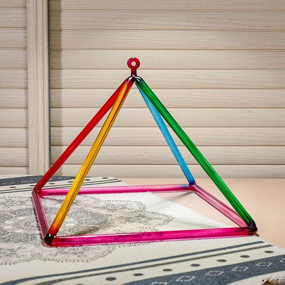 TOPFUND 12" Rainbow Crystal Singing Pyramid Sound Therapy Instrument with Carrying Case and Quartz Suede Mallet