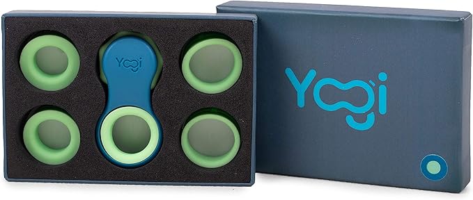 Yogi Fidget Toy – Silent Sensory Spinner for Adults & Kids – Stress Relief Fidgets for ADHD, Anxiety – Fidget Toys for Adults – Includes 5 Finger-Fit Rings – Work, School & Travel – Ocean
