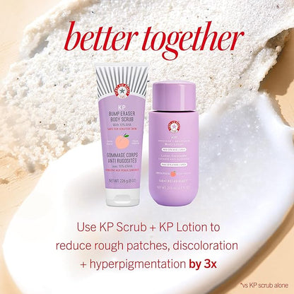 First Aid Beauty - KP Bump Eraser Body Scrub with 10% AHA, Keratosis Pilaris Exfoliator with Glycolic and Lactic acids, Helps Reduce Chicken Skin Bumps, Safe for Sensitive Skin, Peach Scent (2 oz)
