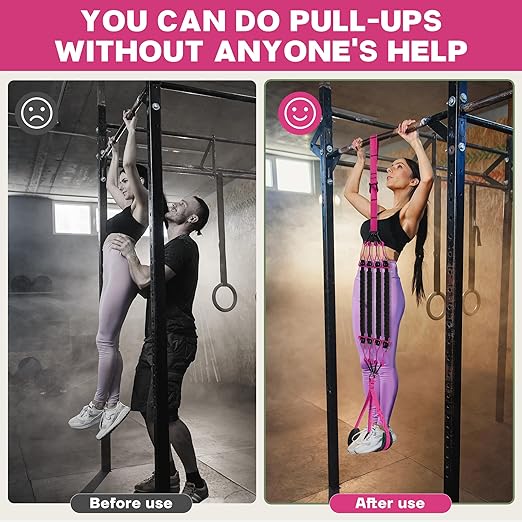 Pull Up Assistance Bands - Adjustable Heavy Duty Pull Up Assist Workout Bands for Men, Women, and Seniors - Resistance Bands for Pull Ups - Pull Up Bar Accessories (Red)