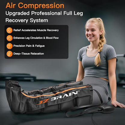 Air Compression Leg Recovery Boots : Dual-Power Sequential Compression System Device with Smart Pressure Sensor - 6 Modes & 14 Positions Foot and Leg Massage for Athletes & Gym (Small)