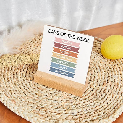 Mental Health Awareness Gift, Counseling Office Must Haves, Days of The Week Wood Sign With Wooden Stand, Encouragement Gift for Psychologist School Counselor Student Boys Girls Best Friends