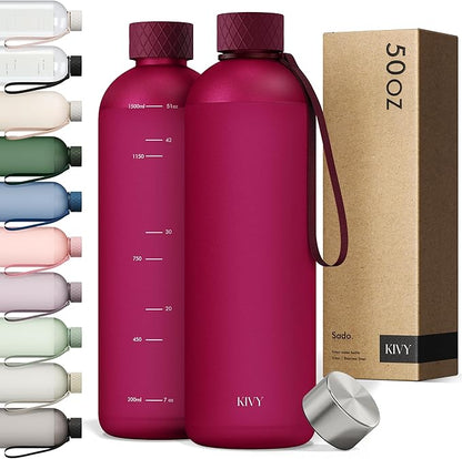 KIVY Tritan Water Bottle 2nd Generation (Dark Ruby, 50oz)