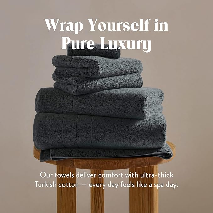 Brooklinen Super-Plush Turkish Cotton Bath Towels Set of 2 Cotton, 820 GSM, Machine Washable, Perfect Bath Towels for Bathroom, Spa & Shower (30" x 58", Slate Grey)