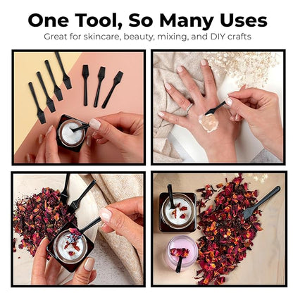Mini Makeup Spatula (2.5”, 500 Pack) - Small Facial Spatula for Mascara, Skincare, Creams & Crafts | Eye Cream Applicator Tool for Skincare, Face Mask | Disposable Makeup Applicators | Black